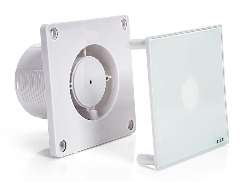Ventilateur de salle de bain blanc 100 mm - ventilateur de salle de bain avec clapet anti-retour, hygrostat et minuterie - fonctionnement silencieux - BFS100H - STERR