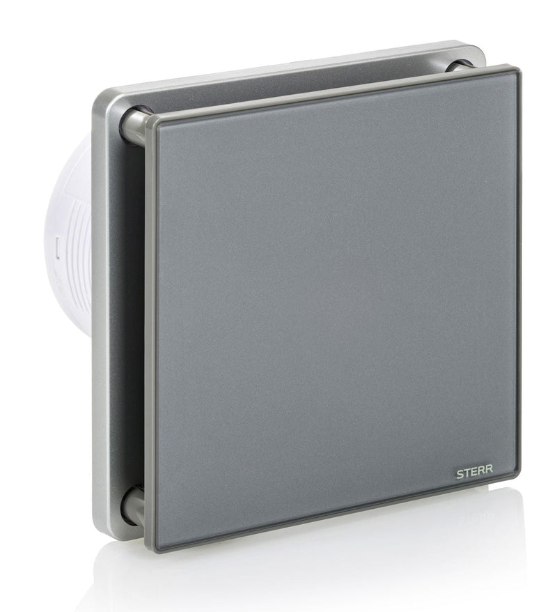 Ventilateur de salle de bain gris 100 mm - ventilateur de salle de bain avec clapet anti-retour, hygrostat et minuterie - fonctionnement silencieux - BFS100H-G - STERR
