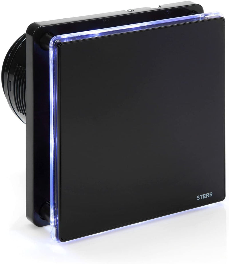 Ventilateur d'extraction de salle de bains rétroéclairé par LED noir avec hygrostat 100 mm/4" - BFS100LH-B