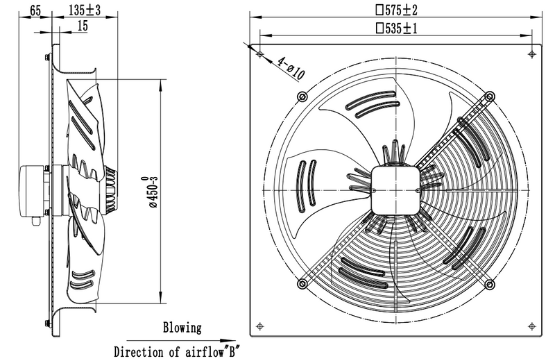 Ventilateur d'extraction axial STERR 450 mm - AXF450B