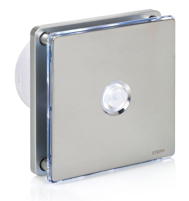 Ventilateur d'extraction de salle de bain argenté avec rétroéclairage LED et capteur PIR 100 mm/4" - BFS100LP-S